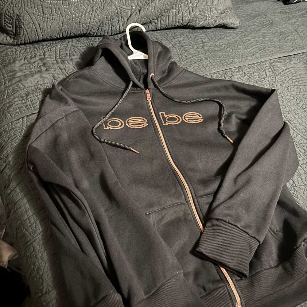 Bebe 3 piece black and gold hoodie sweatsuit Zip-Up Hoodie